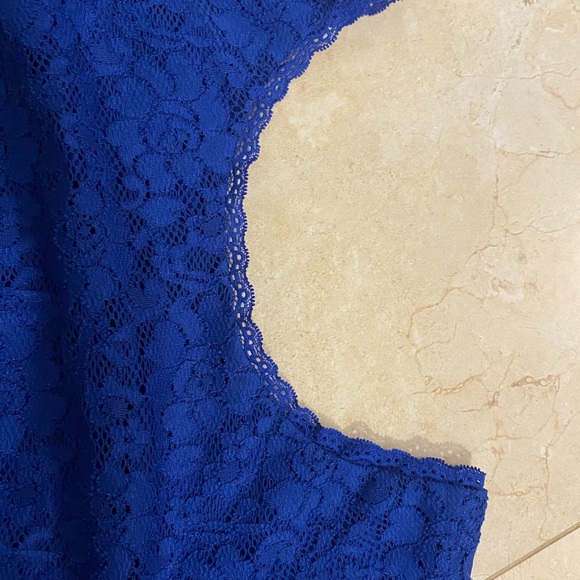 Navy Blue Mini Lace Evening Bodycon Dress - Picture 5 of 7